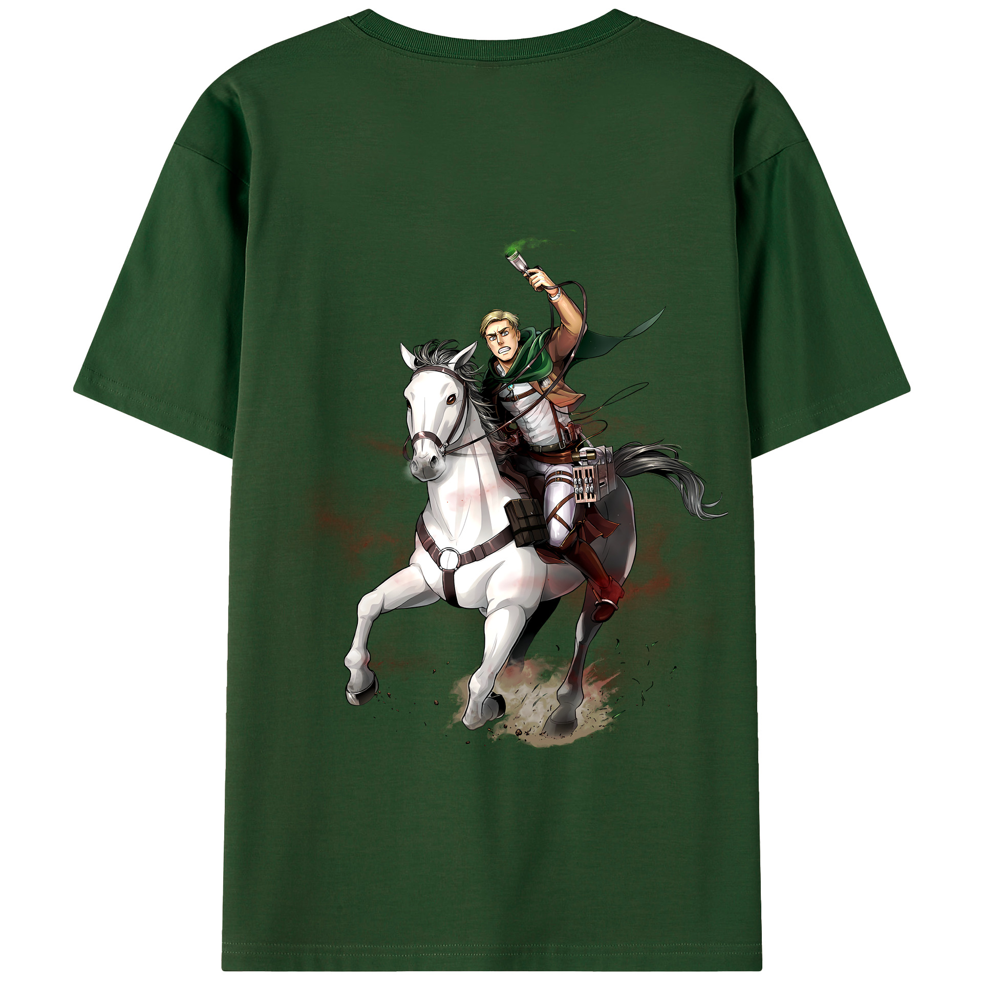 （画像用） 進撃の巨人 エルヴィン・スミス Attack on Titan Erwin Smith 綿100％半袖Tシャツ（背面プリント）